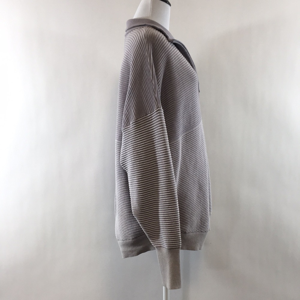 Offline By Aerie Purple Striped Quarter Zip Sweater Womens XXL Pullover - Picture 2 of 14